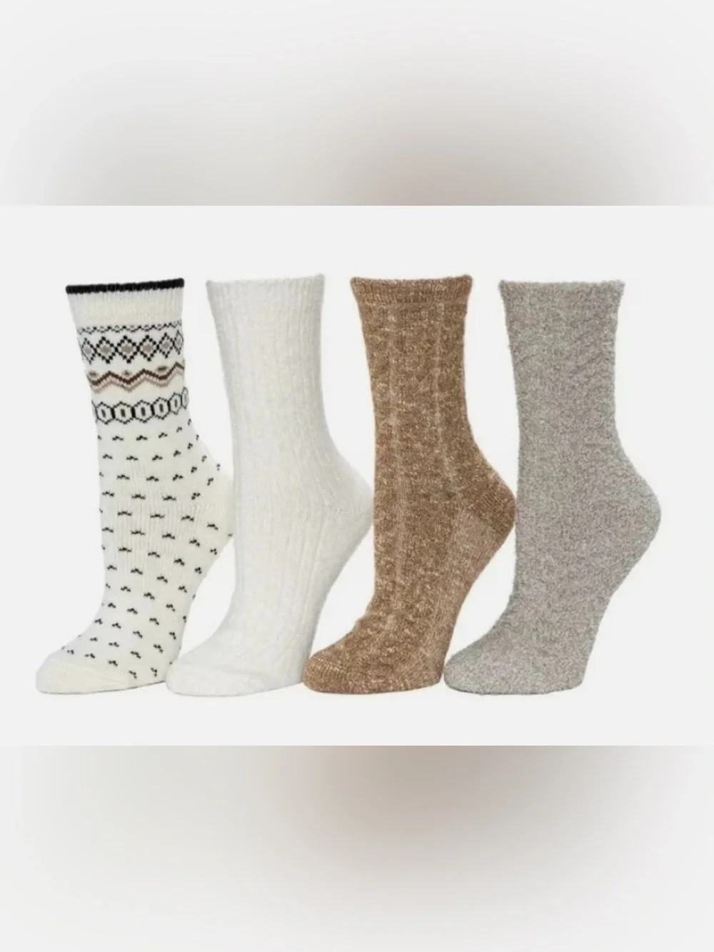 CUDDL DUDS Womens Crew Socks 4 Pack Super Soft Plush Boot Socks Tan Size 4-10